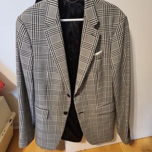 Zara Black and White Plaid Blazer